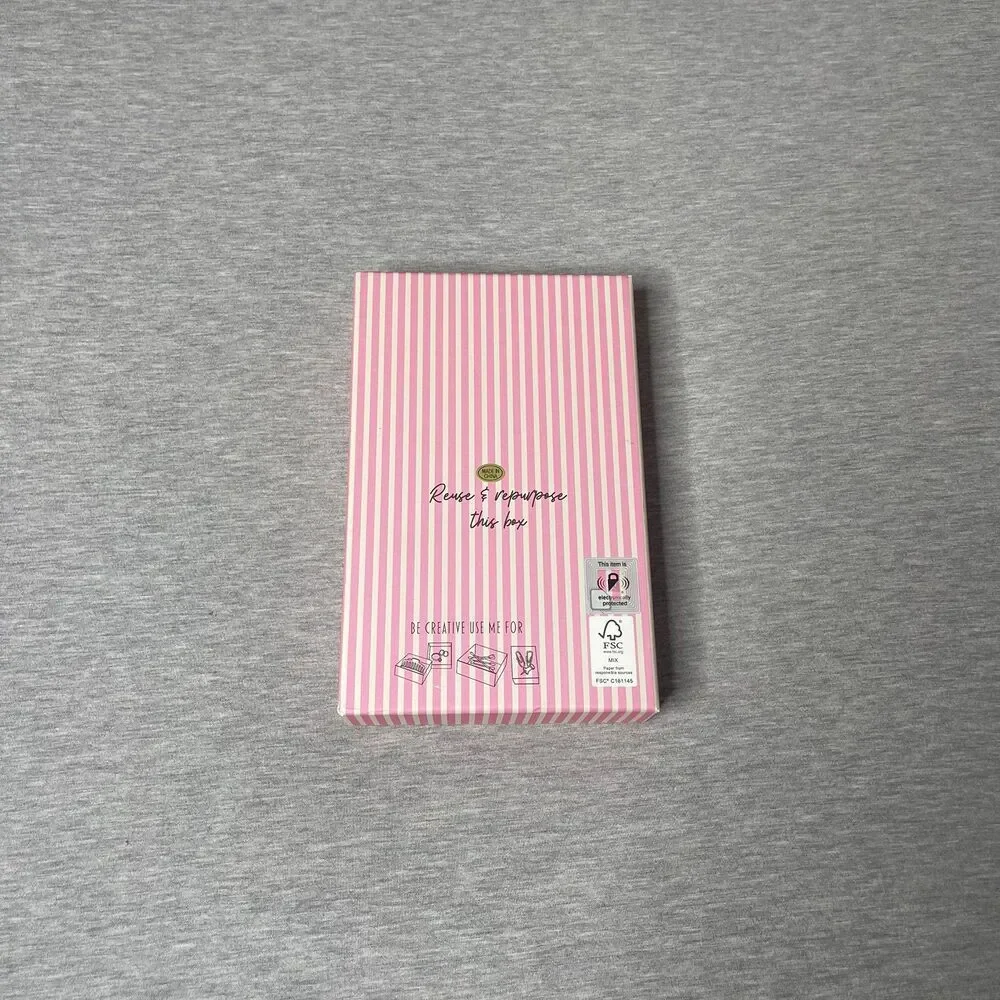 Pink & White Heritage Stripe Empty Decorative Vanity Gift Box